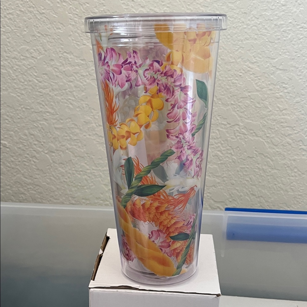 Floral Insulated Tumbler with Lid and straw